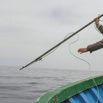 Peruanischer Fischer mit Handharpune 2013.