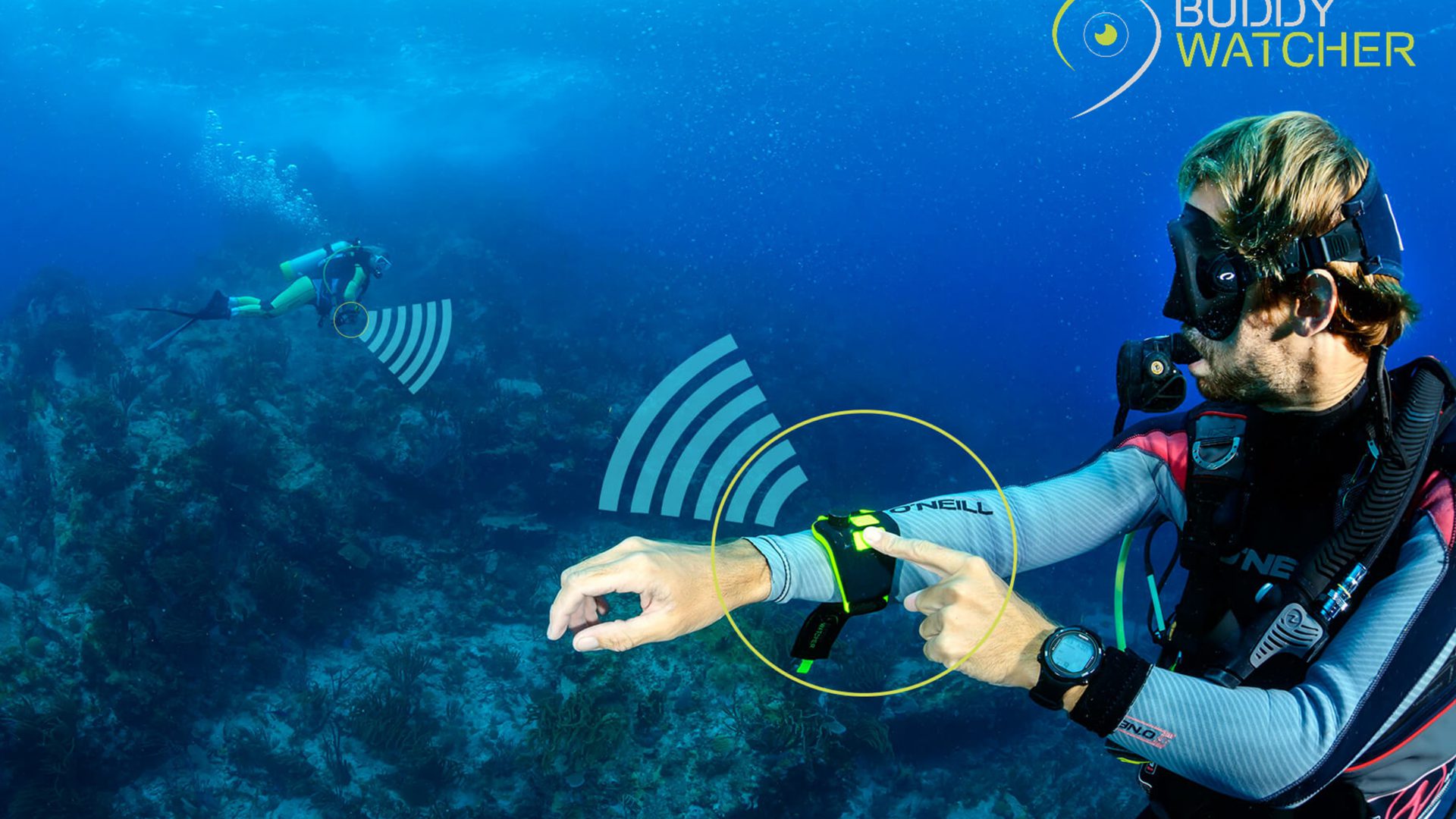 Buddy Watcher ist der innovative Kommunikator, mit dem sich Taucher unter Wasser verständigen können.