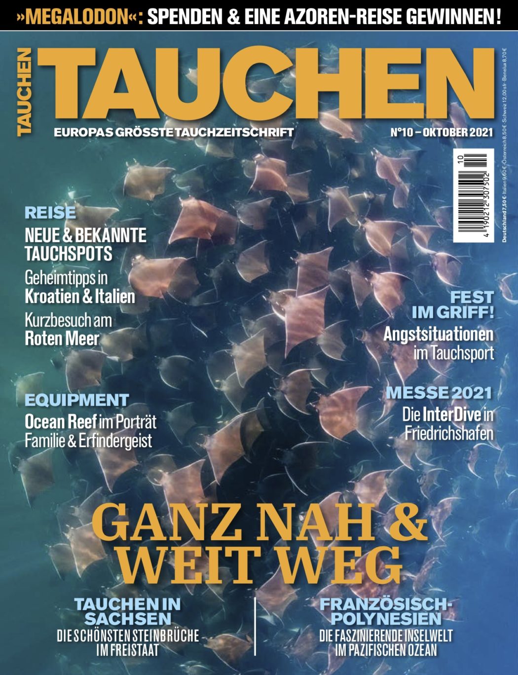 Unser Titelbild stammt von Martin Strmiska und zeigt einen Schwarm Mobularochen (Mobula).