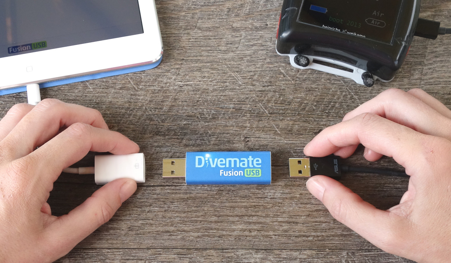 Mit dem "Fusion" landen die Daten des Tauchcomputers gleich auf dem iPhone, iPad oder Androidgerät.
