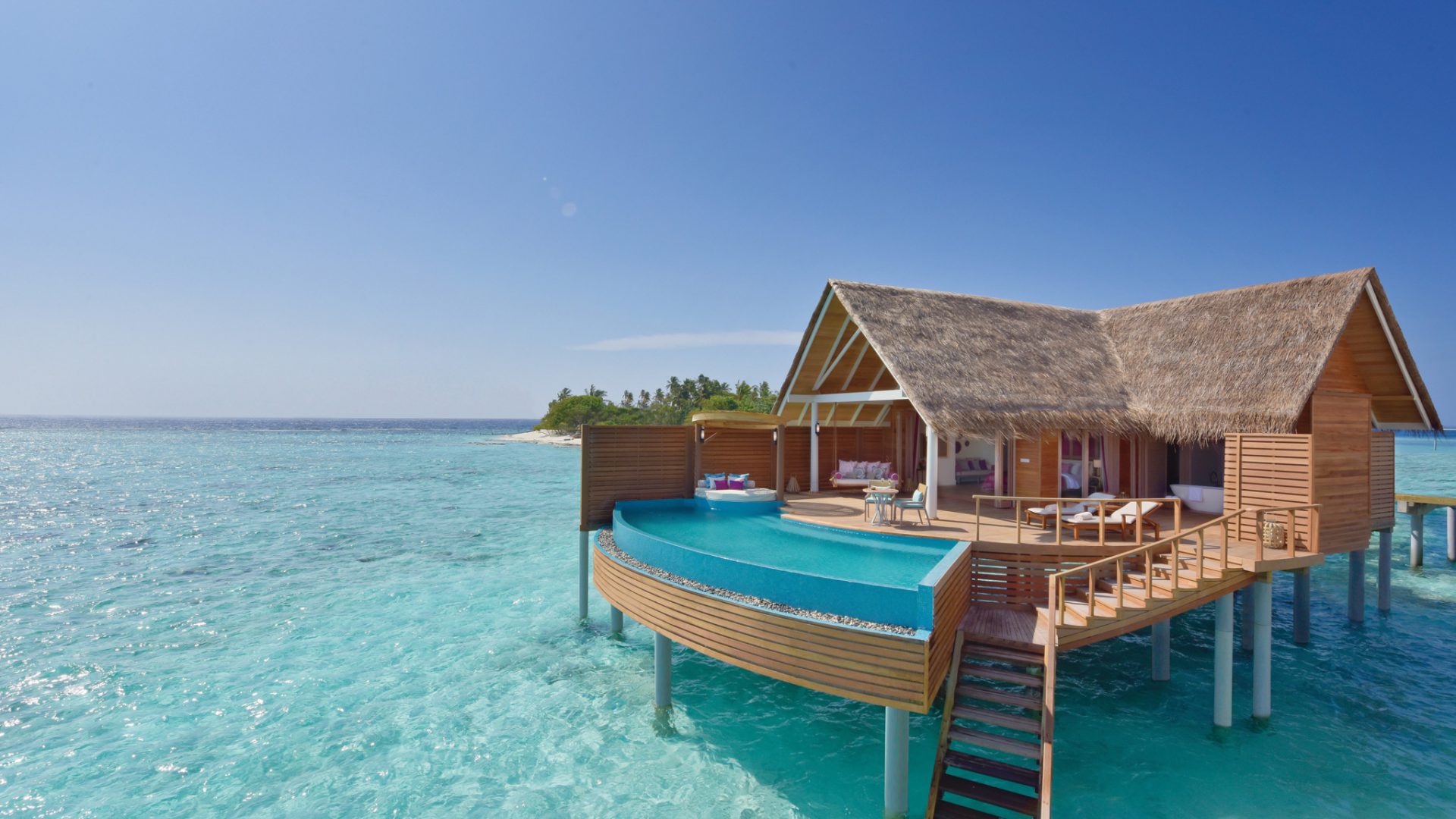 Traumhafter Wasserbungalow auf der neuen Luxus-Insel Milaidhoo. Foto: Milaidhoo Island