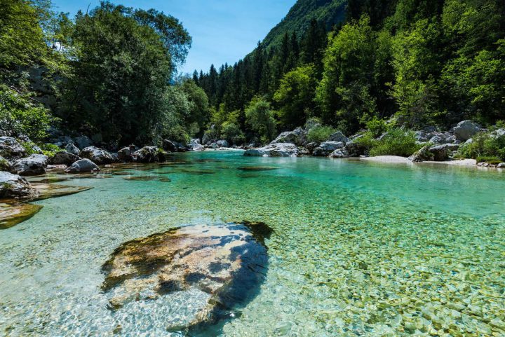 Tauchen im Fluss Soca