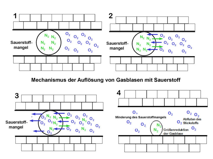 Grafische Darstellung der Vorgänge bei Sauerstoffgabe
