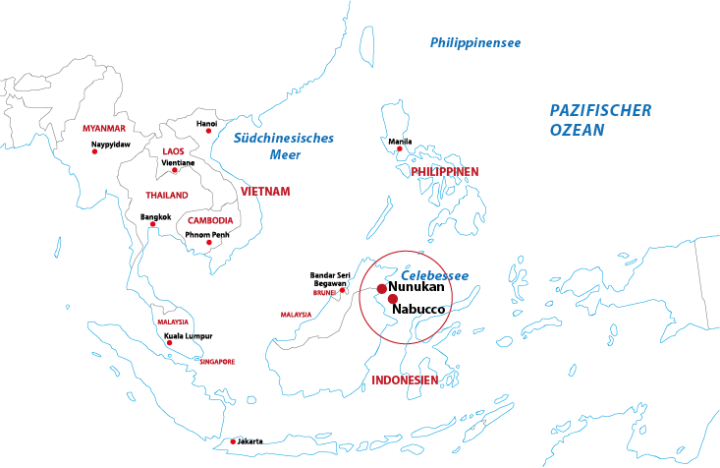 Maratua Atoll mit Nabucco und Nunukan bei Borneo, Kalimantan und Sulawesi