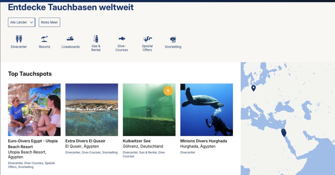 World of Diving Map